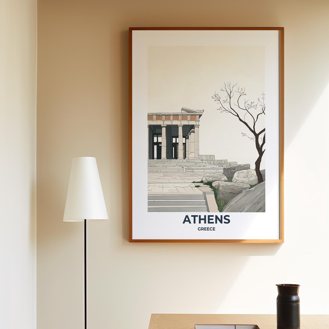 Athens Ancient Greek Temple Ruins in Minimalist Travel Poster - Image 6