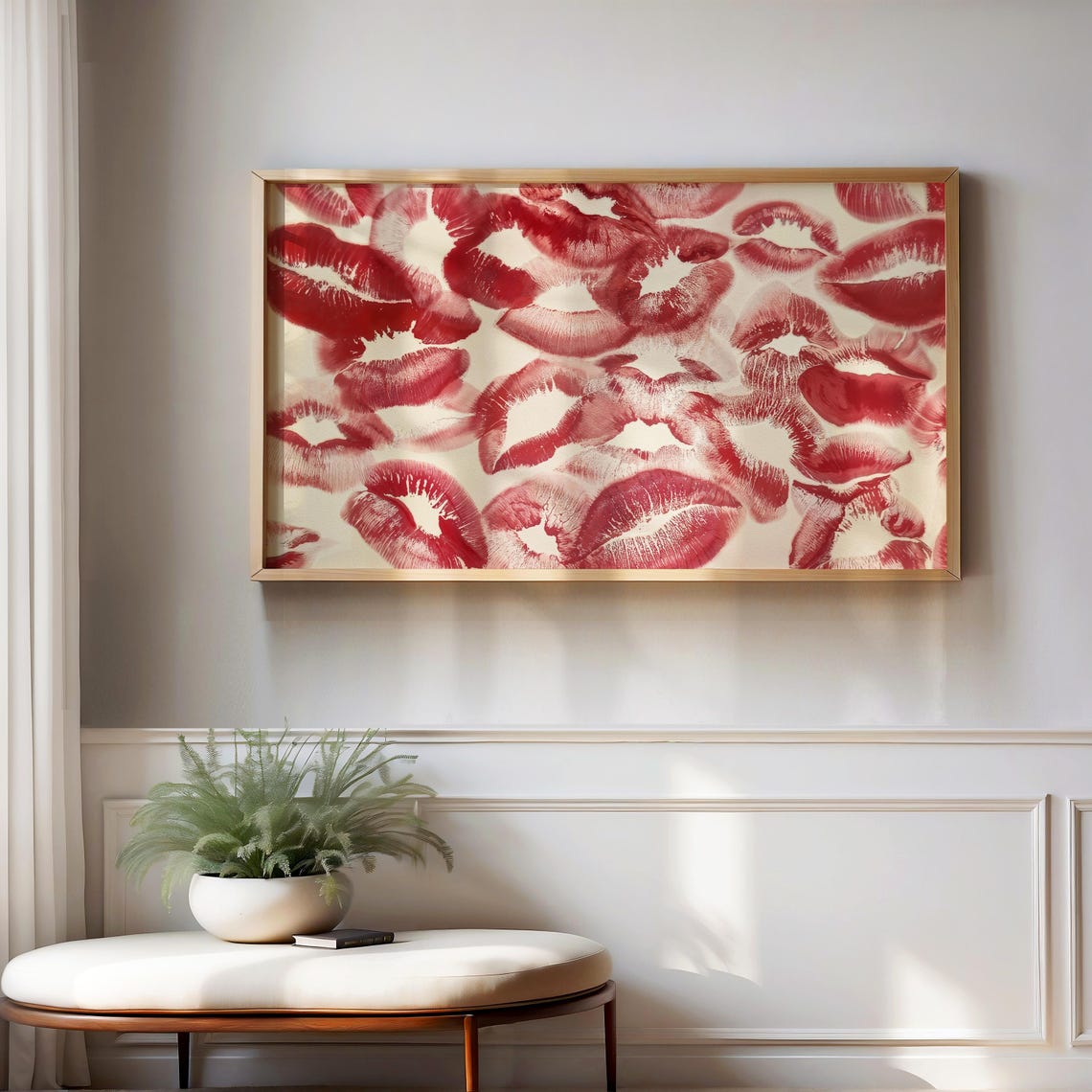 Red Lipstick Kiss Prints Bold Pop Art Romantic Valentines Wall Art - Image 2
