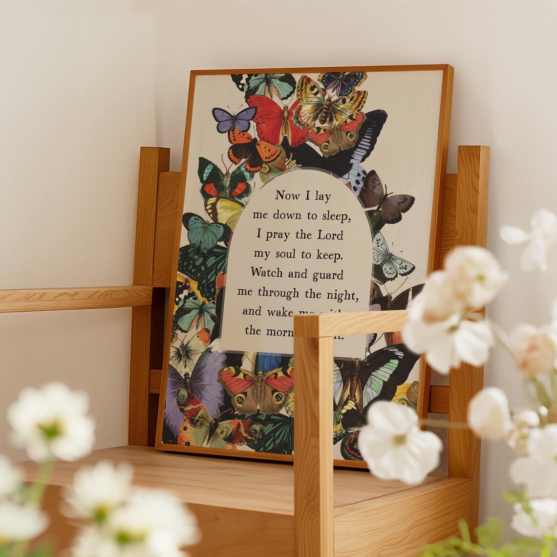 Vintage Butterfly Prayer Collage Art Print, Boho - Image 2