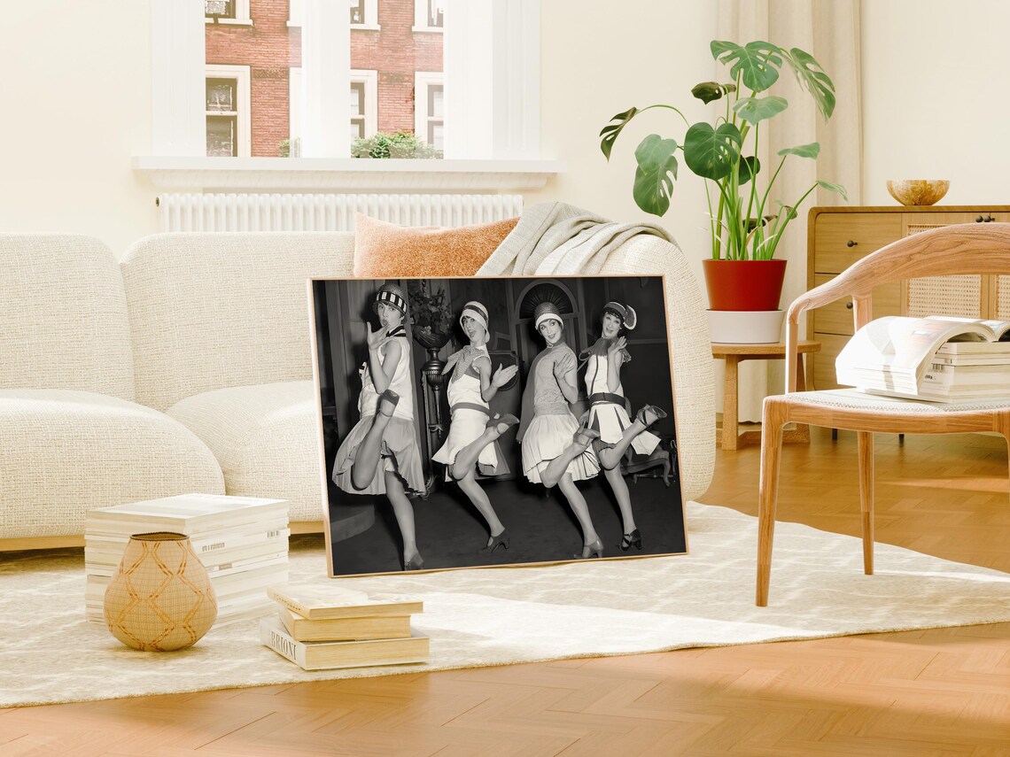 Four Flapper Dancers Charleston Kick Vintage Black and White Photo Poster - Image 4