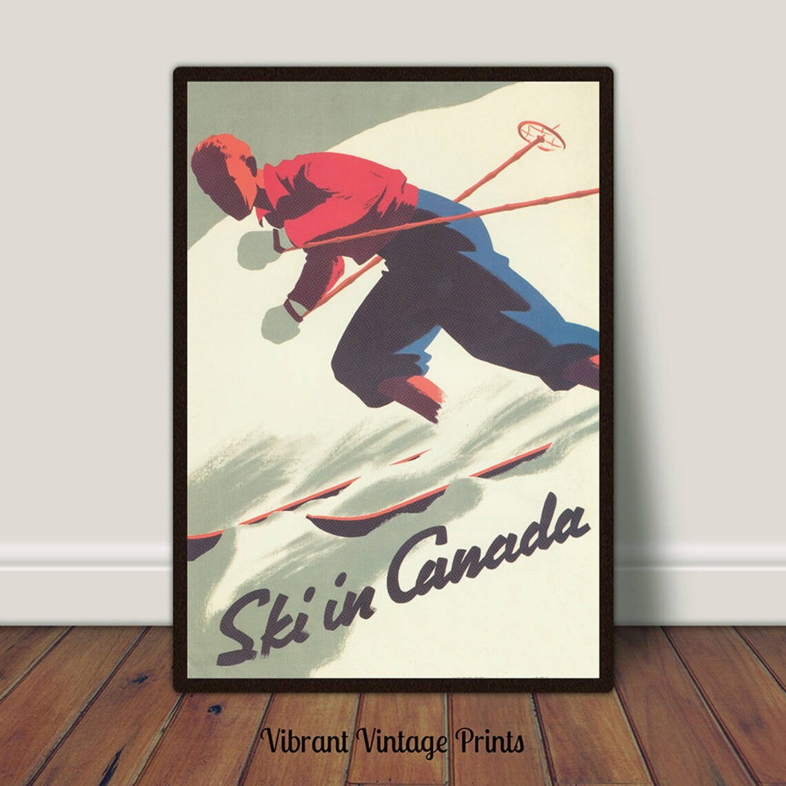 Canada Ski Poster, Vintage Winter Wall Art Print