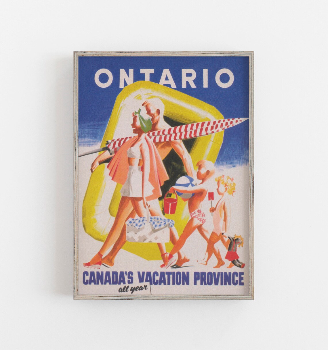 Ontario Canada Vintage Beach Travel Poster, Retro