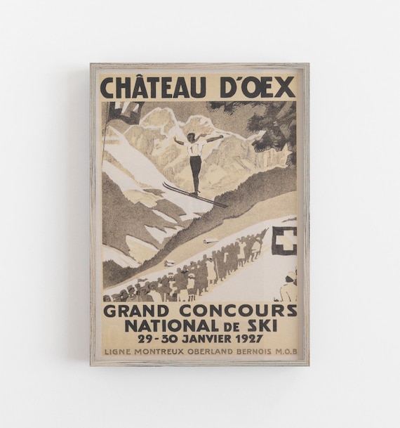 Switzerland Château-d'Oex Vintage Ski Travel Poster