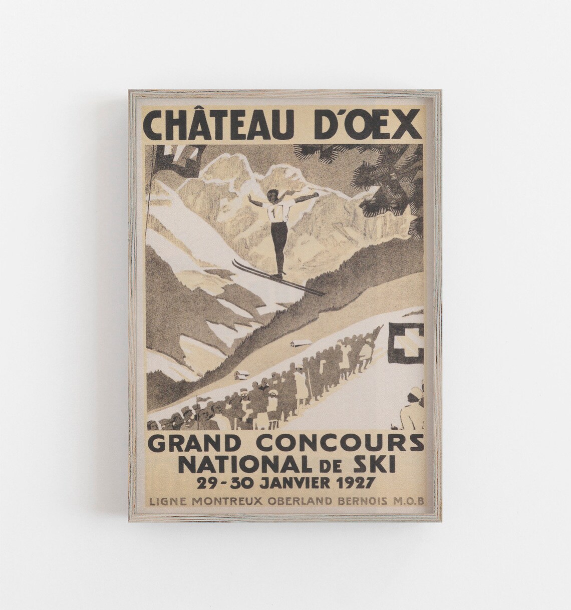 Switzerland Château-d'Oex Vintage Ski Travel Poster
