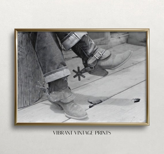 Cowboy Boots Art Cowgirl Wall Art Black And White Art Vintage Wall Art Wild West Photo Old Photo Wall Art