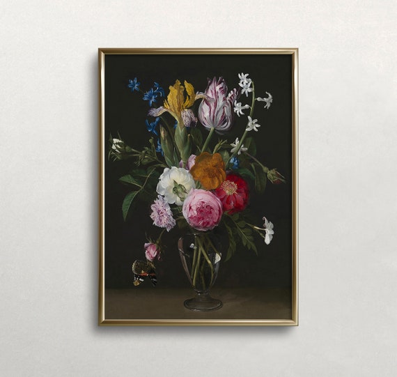 Moody Floral Vintage Print, Dark Academia Flowers