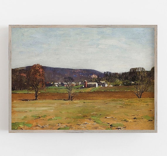 Muted Landscape Art Muted Neutral Colors Rustic Antique Decor Country Landscape Farmhouse Decor Wall Art 21