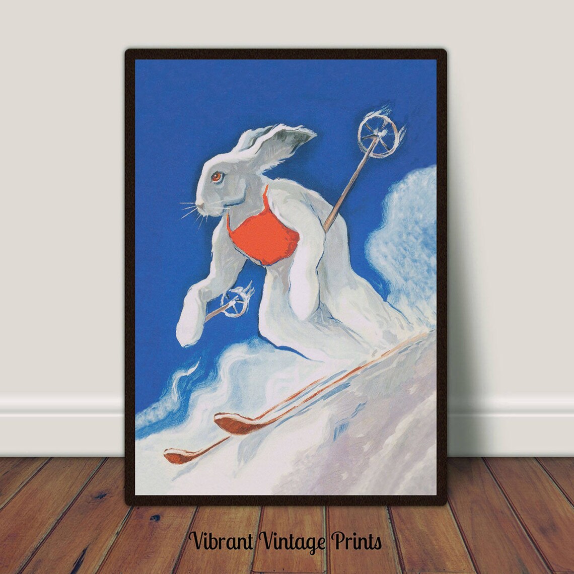 Year Of The Rabbit Vintage Ski Bunny Art Poster