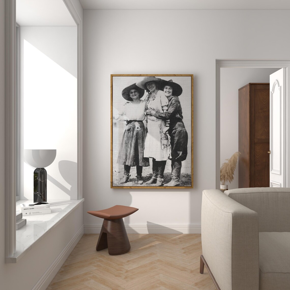 Three Women in Cowboy Hats Western Vintage Rodeo Photo Poster - Image 2