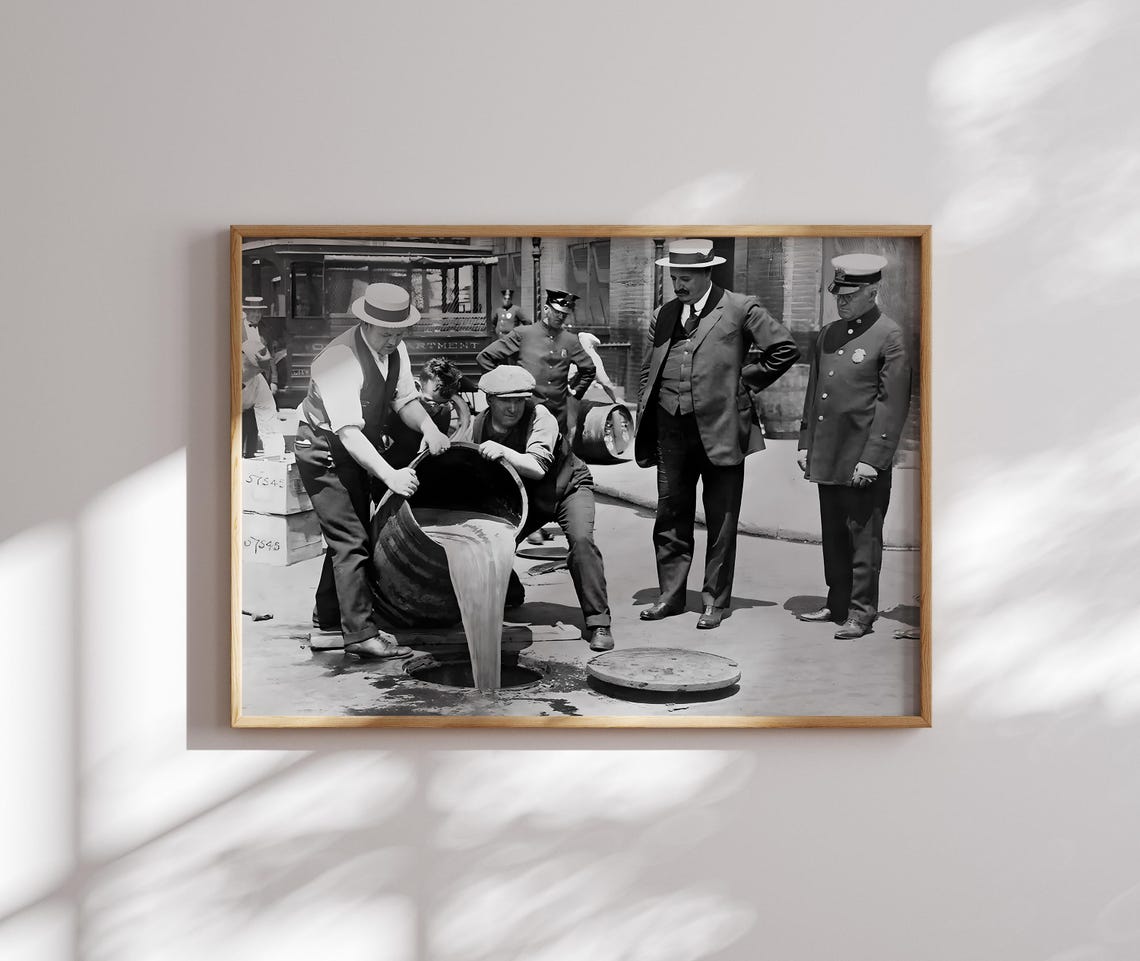 Prohibition Era Beer Raid Vintage Black And White Historic Photo Print - Image 2