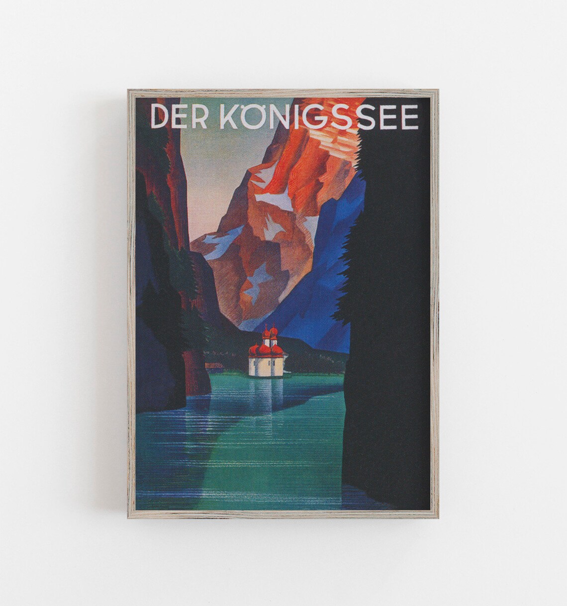 Konigssee Lake Vintage Travel Poster, Germany