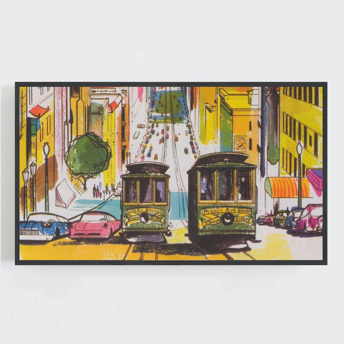 San Francisco Cable Cars Retro Travel Poster