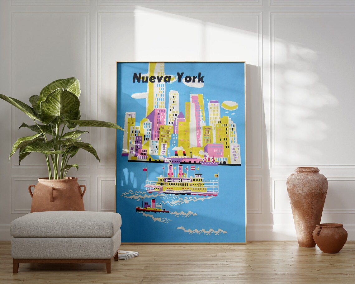 New York City Vintage Travel Poster, Manhattan