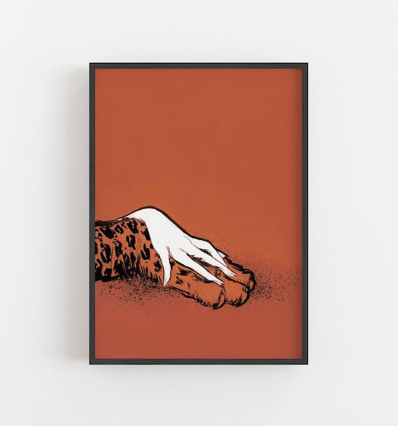 Leopard Paw Print, Vintage Retro Minimalist Art Print