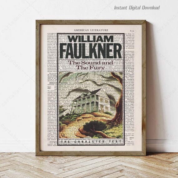 William Faulkner The Sound And The Fury Vintage Book Page Art Print Poster