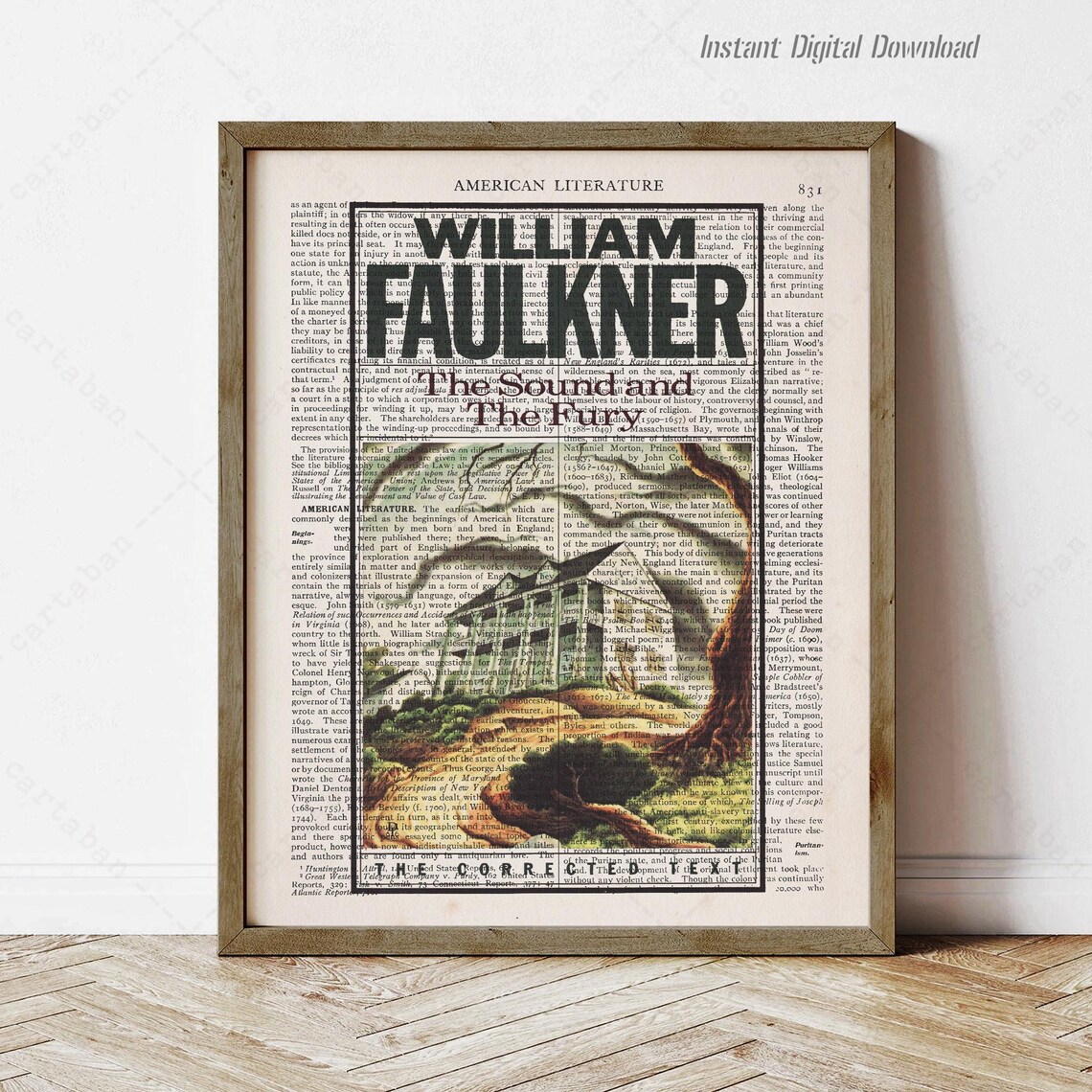 William Faulkner The Sound And The Fury Vintage Book Page Art Print Poster