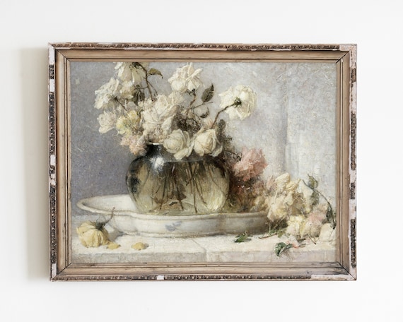 Vintage Rose Painting, Classical Floral Art Print