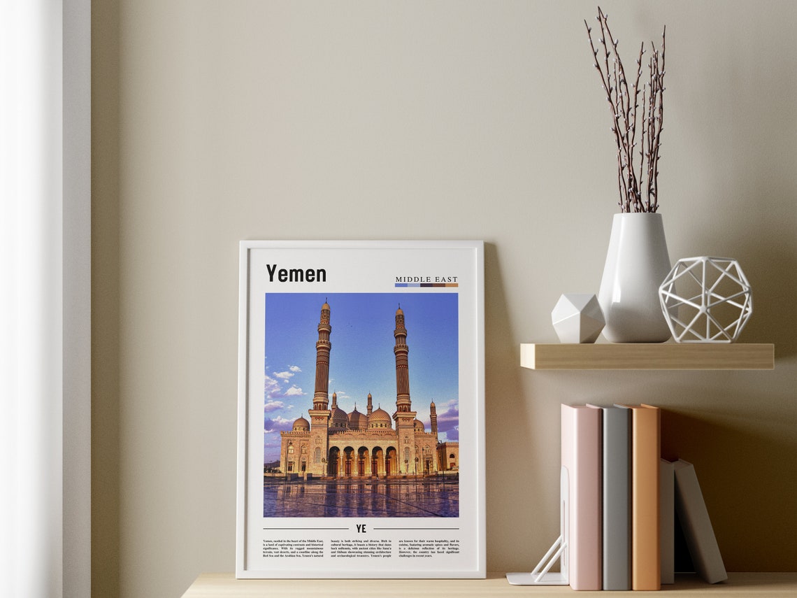 Yemen Poster Yemen Print Yemen Wall Art Minimal Travel Print Travel Destination Oil Painting Poster - Image 3