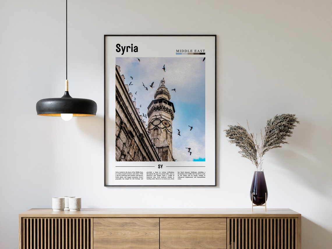 Syria Poster Syria Print Syria Wall Art Minimal Travel Print Travel Destination Oil Painting Poster - Image 4