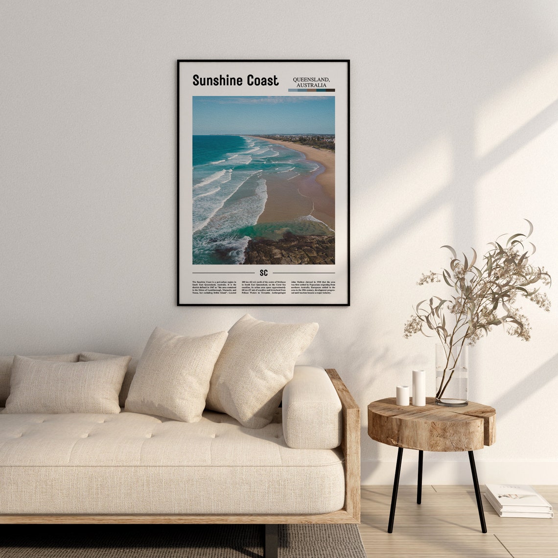 Sunshine Coast Print Sunshine Coast Poster Sunshine Coast Wall Art Minimal Travel Print Minimal City Poster Travel Oil Painting Poster - Image 2