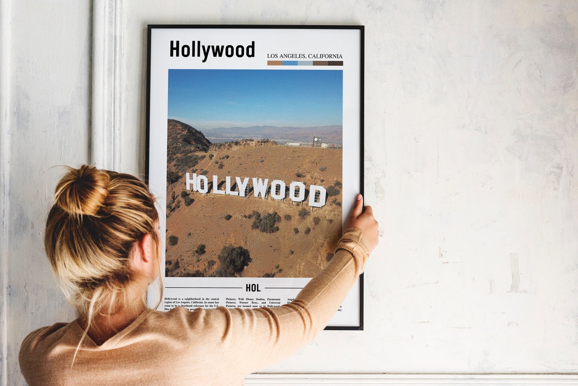 Hollywood Print Hollywood Poster Hollywood Wall Art Oil Painting Poster Colorful City Print City Artwork Travel Artwork Travel Wall Art - Image 4