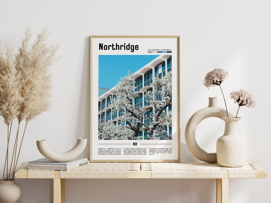 Northridge Print Northridge Poster Northridge Wall Art Minimal Travel Print Minimal City Poster Travel Destination Oil Painting Poster - Image 6