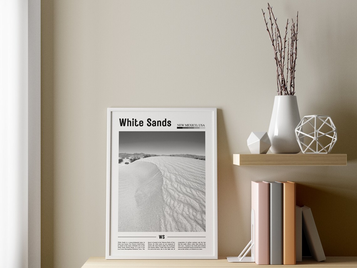 White Sands Black And White Travel Poster - Image 3