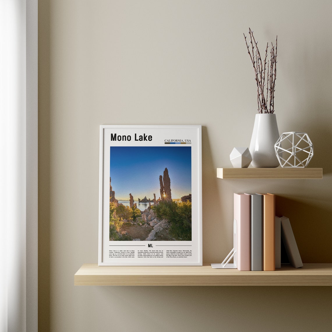 Mono Lake Print Mono Lake Poster Mono Lake Wall Art Minimal Travel Print Minimal City Poster Travel Destination Oil Painting Poster - Image 3