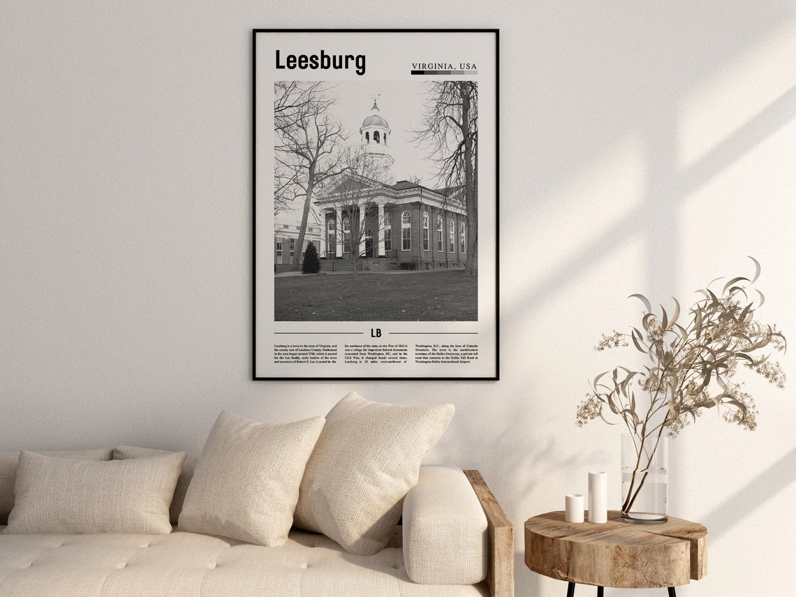 Leesburg Poster Black And White Leesburg Print Black And White Leesburg Wall Art Minimal Travel Print Travel Poster - Image 2