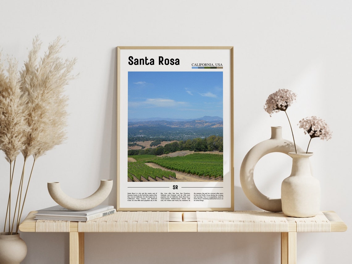 Santa Rosa Print Santa Rosa Poster Santa Rosa Wall Art Minimal Travel Print Minimal City Poster Travel Destination Oil Painting Poster - Image 5