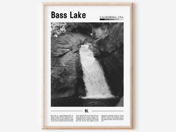 Bass Lake Poster Black And White Bass Lake Print Black And White Bass Lake Wall Art Minimal Travel Print Travel Poster