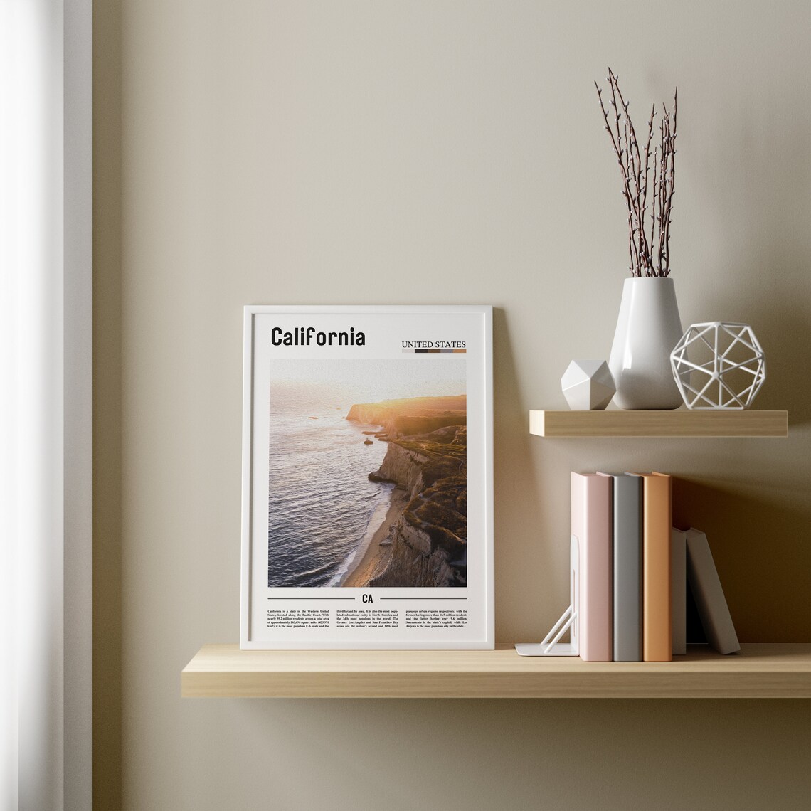 California Minimal Travel Poster, Oil Painting Style - Image 3