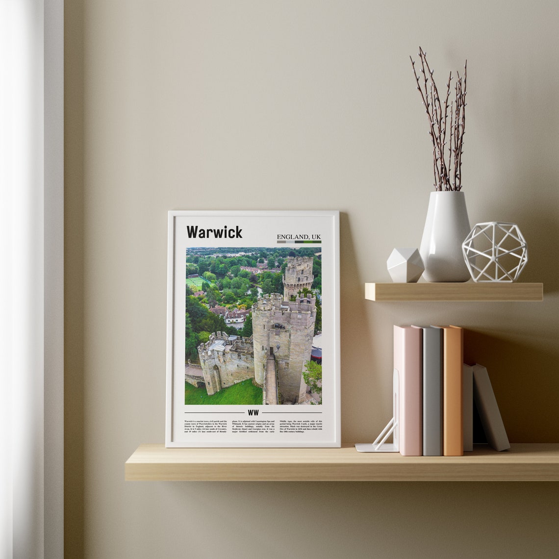 Warwick Print Warwick Poster Warwick Wall Art Minimal Travel Print Minimal City Poster Travel Destination Print Oil Painting Poster - Image 2