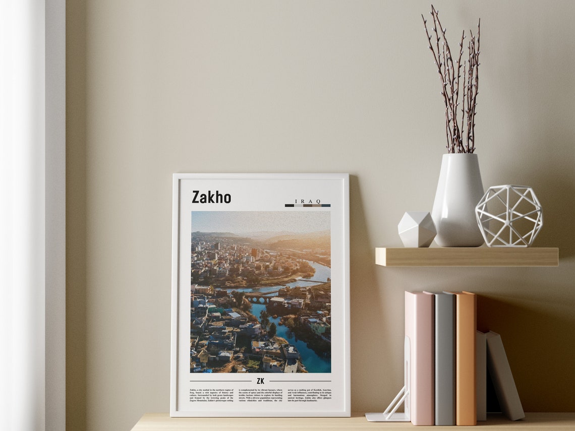 Zakho Poster Zakho Print Zakho Wall Art Minimal Travel Print Travel Destination Oil Painting Poster - Image 3