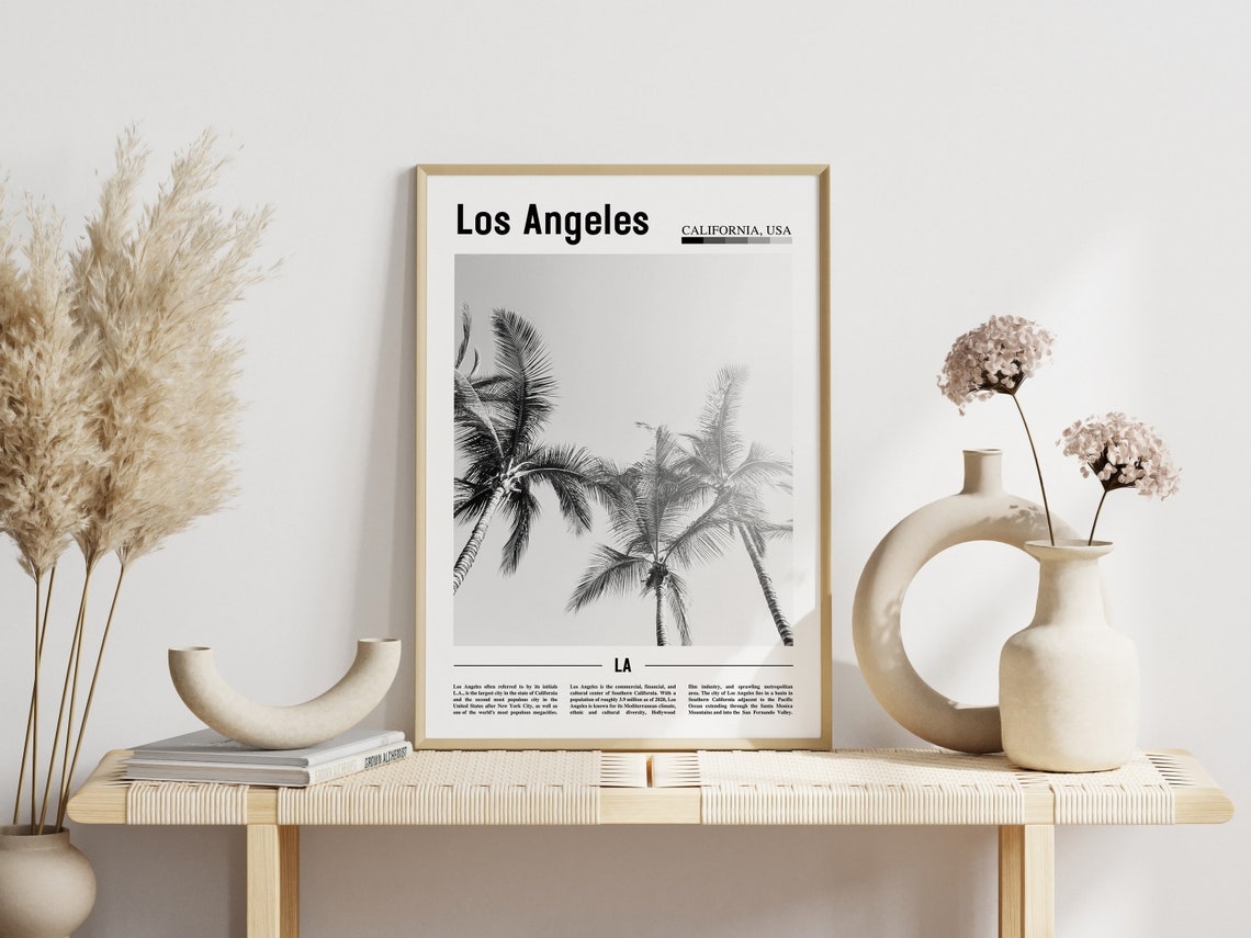 Los Angeles Poster Black And White Los Angeles Print Black And White Los Angeles Wall Art Minimal Travel Print Travel Poster - Image 6