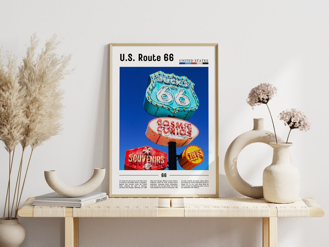 Us Route 66 Poster Us Route 66 Print Us Route 66 Wall Art United States Photo United States Poster United States Print - Image 6