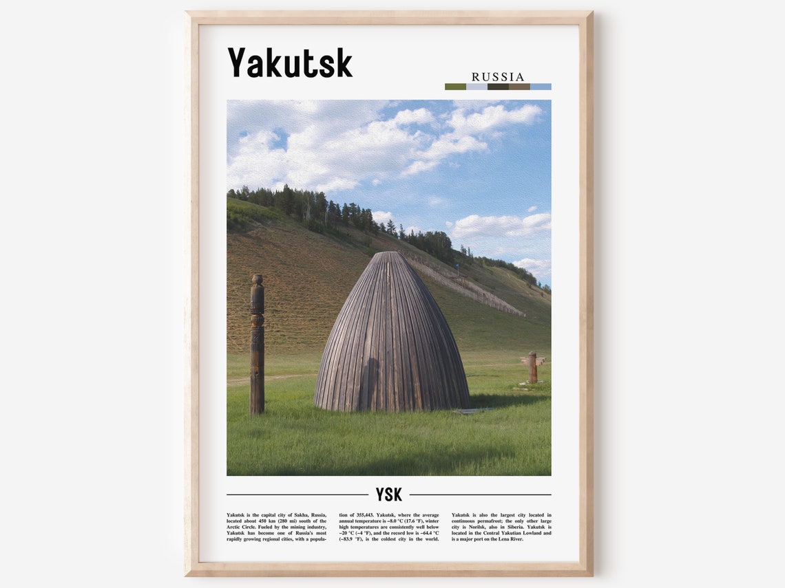 Yakutsk Print Yakutsk Poster Yakutsk Wall Art Minimal Travel Print Minimal City Poster Travel Destination City Print Oil Painting Poster