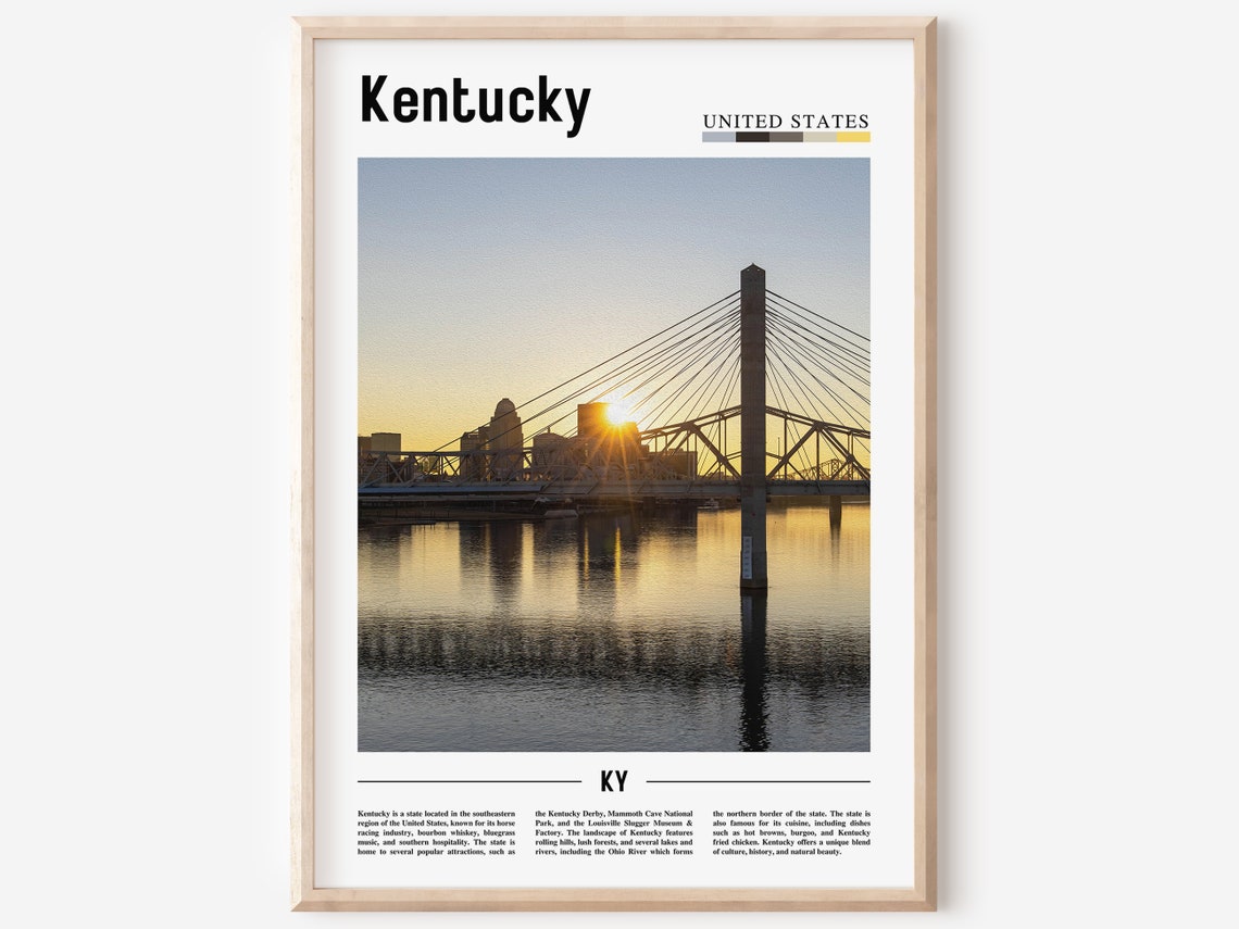 Kentucky Poster Kentucky Print Kentucky Wall Art United States Photo United States Poster United States Print