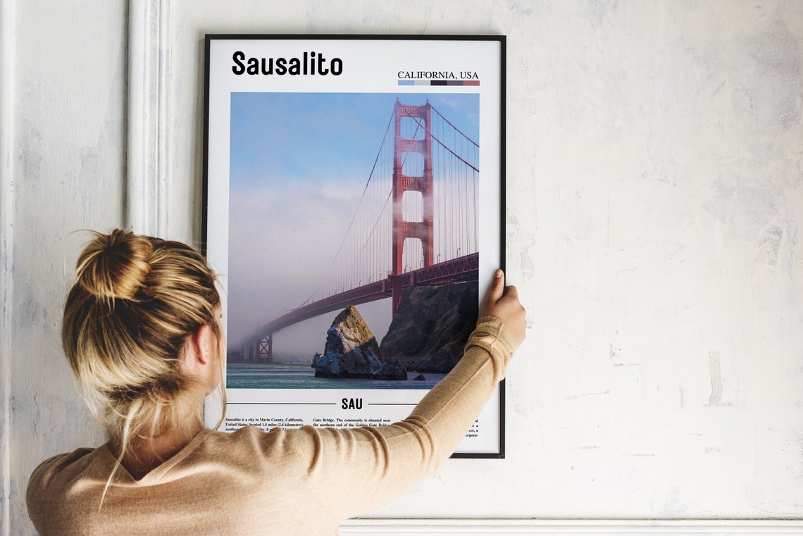 Sausalito Print Sausalito Poster Sausalito Wall Art Minimal Travel Print Minimal City Poster Travel Destination Oil Painting Poster - Image 4