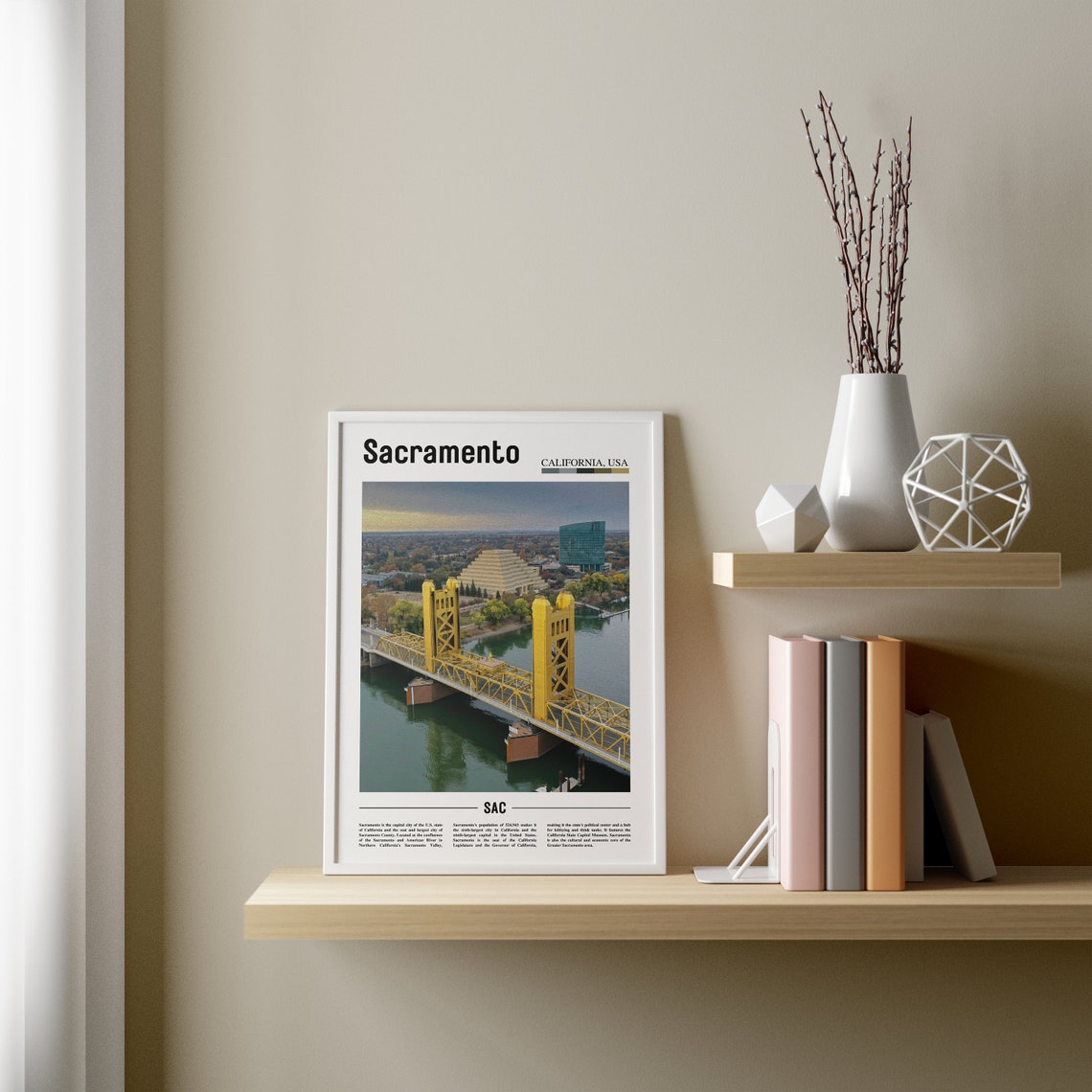 Sacramento Print Sacramento Poster Sacramento Wall Art Minimal Travel Print Minimal City Poster Travel Destination Oil Painting Poster - Image 2