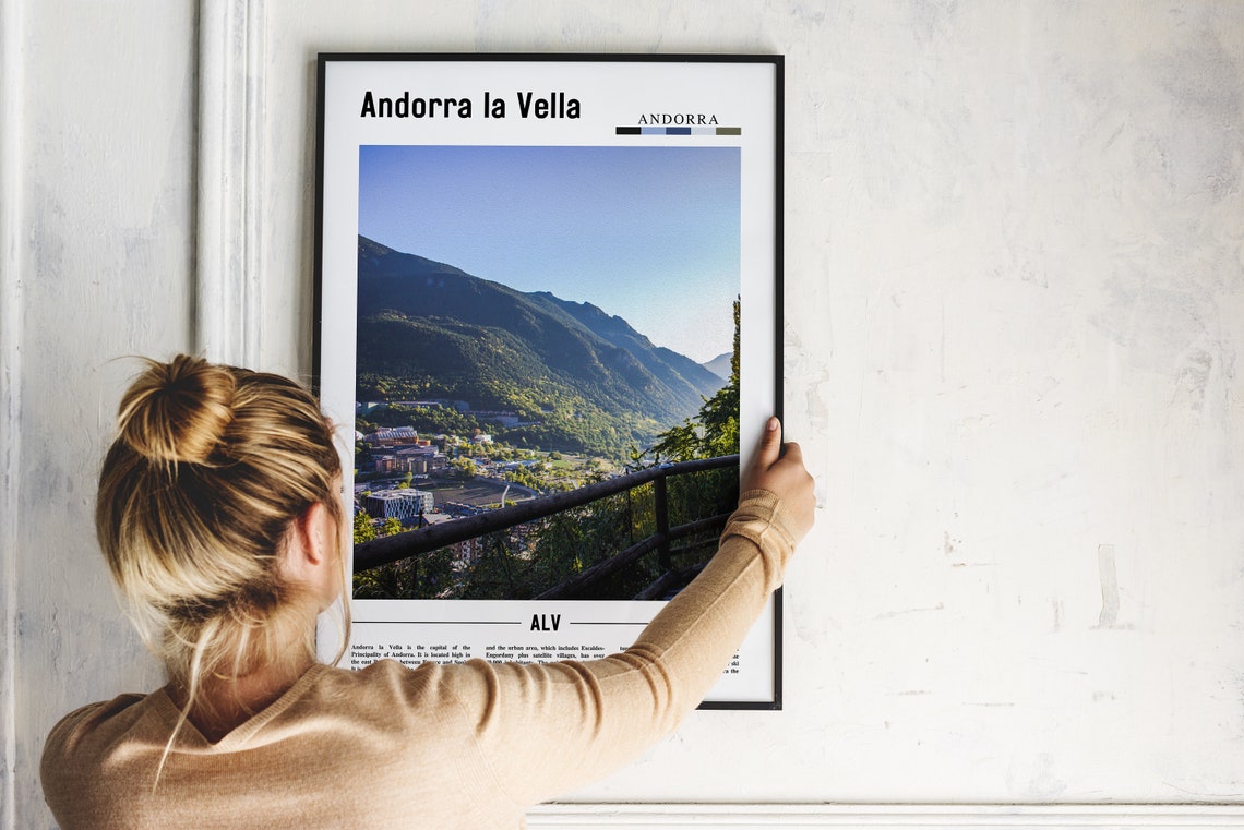 Andorra La Vella Print Andorra La Vella Poster Andorra La Vella Wall Art Minimal Travel Print Minimal City Poster Oil Painting Poster - Image 4