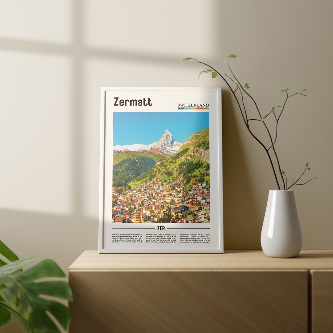 Zermatt Print Zermatt Poster Zermatt Wall Art Oil Painting Poster Colorful City Print City Artwork Travel Artwork Travel Wall Art - Image 2