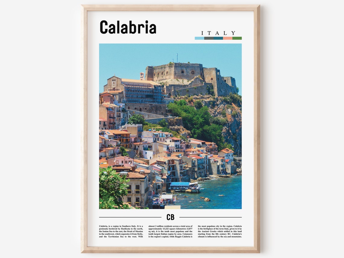 Calabria Print Calabria Poster Calabria Wall Art Italy Photo Italy Poster Italy Print Italy Wall Art Minimal Travel Poster