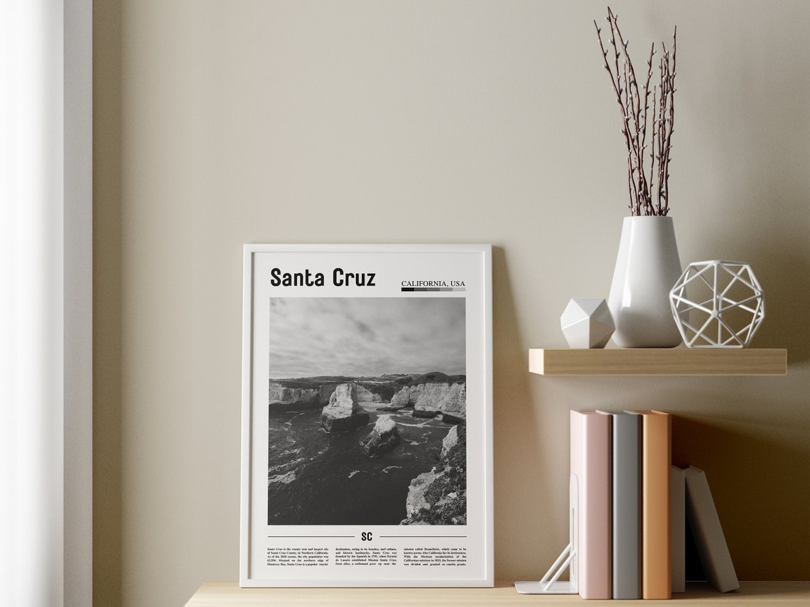 Santa Cruz Poster Black And White Santa Cruz Print Black And White Santa Cruz Wall Art Minimal Travel Print Travel Poster - Image 3