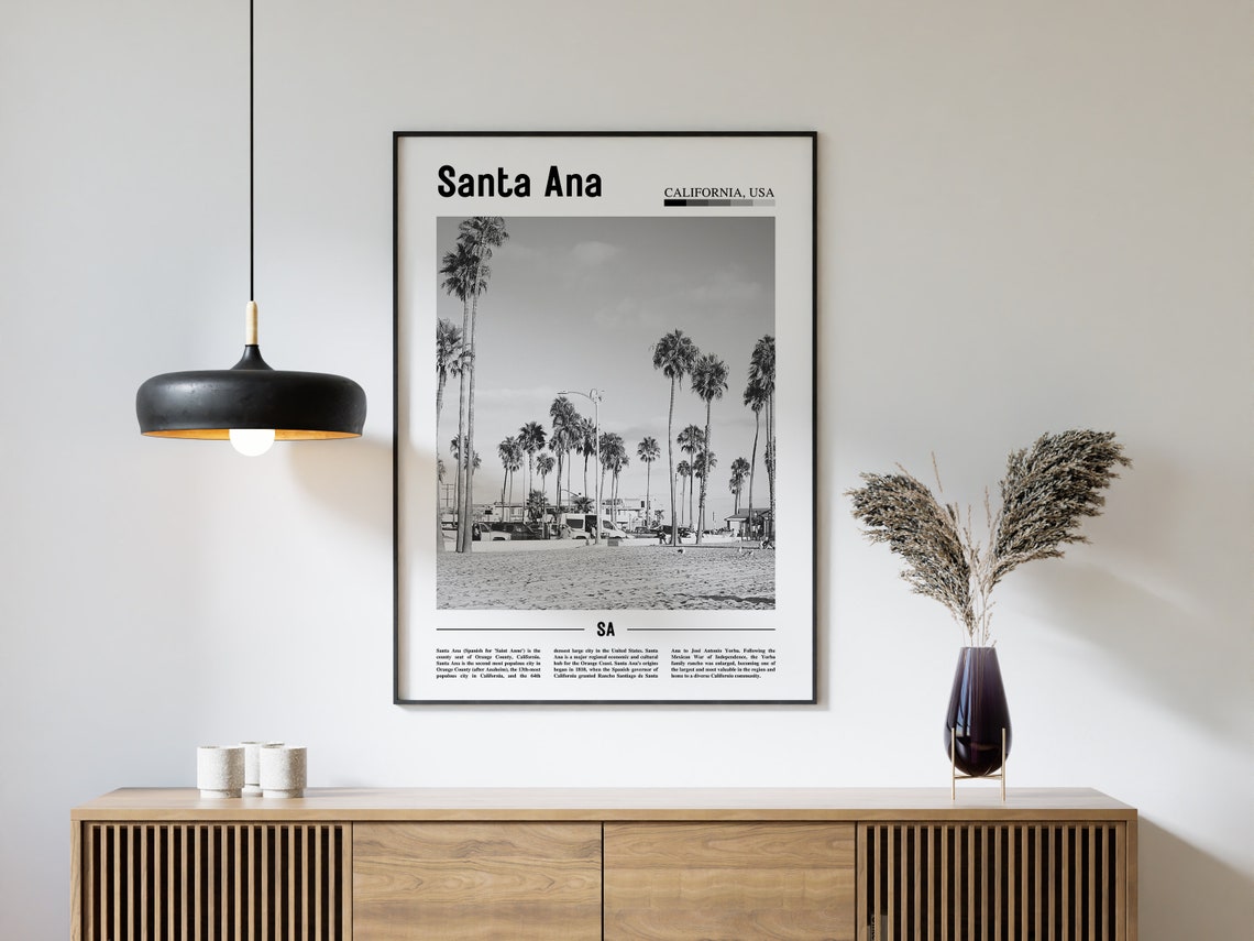 Santa Ana Poster Black And White Santa Ana Print Black And White Santa Ana Wall Art Minimal Travel Print Travel Poster - Image 4