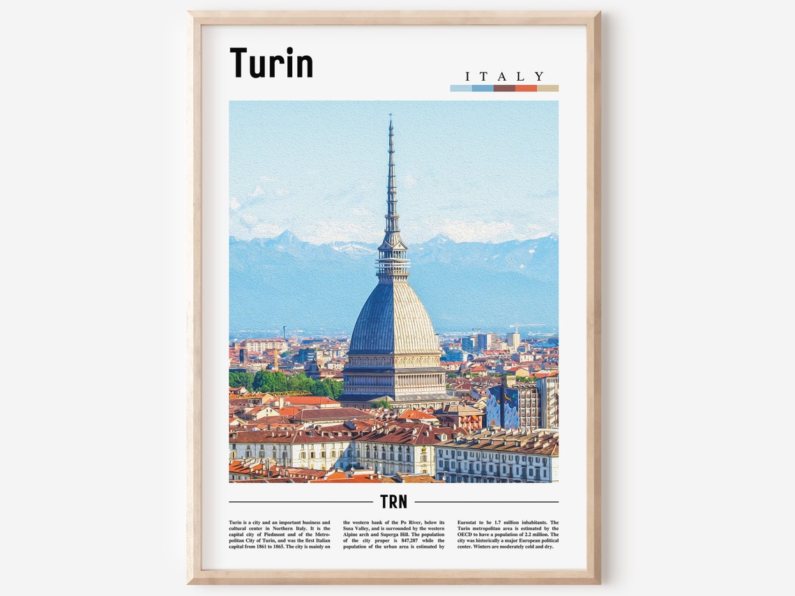 Turin Print Turin Poster Turin Wall Art Italy Photo Italy Poster Italy Print Italy Wall Art Minimal Travel Poster