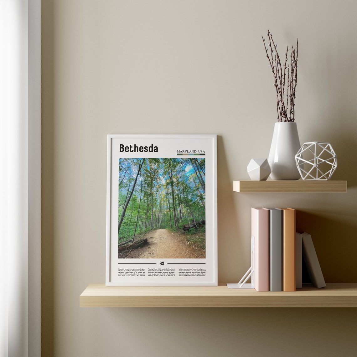 Bethesda Print Bethesda Poster Bethesda Wall Art Minimal Travel Print Minimal City Poster Travel Destination Print Oil Painting Poster - Image 2