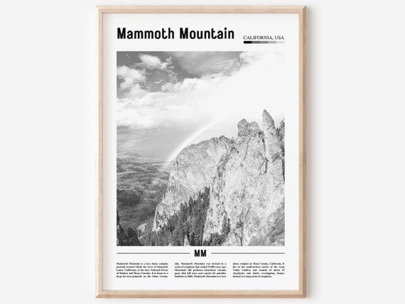 Mammoth Mountain Print Black And White Mammoth Mountain Poster Mammoth Mountain Wall Art Travel Poster City Artwork Travel City Art Print