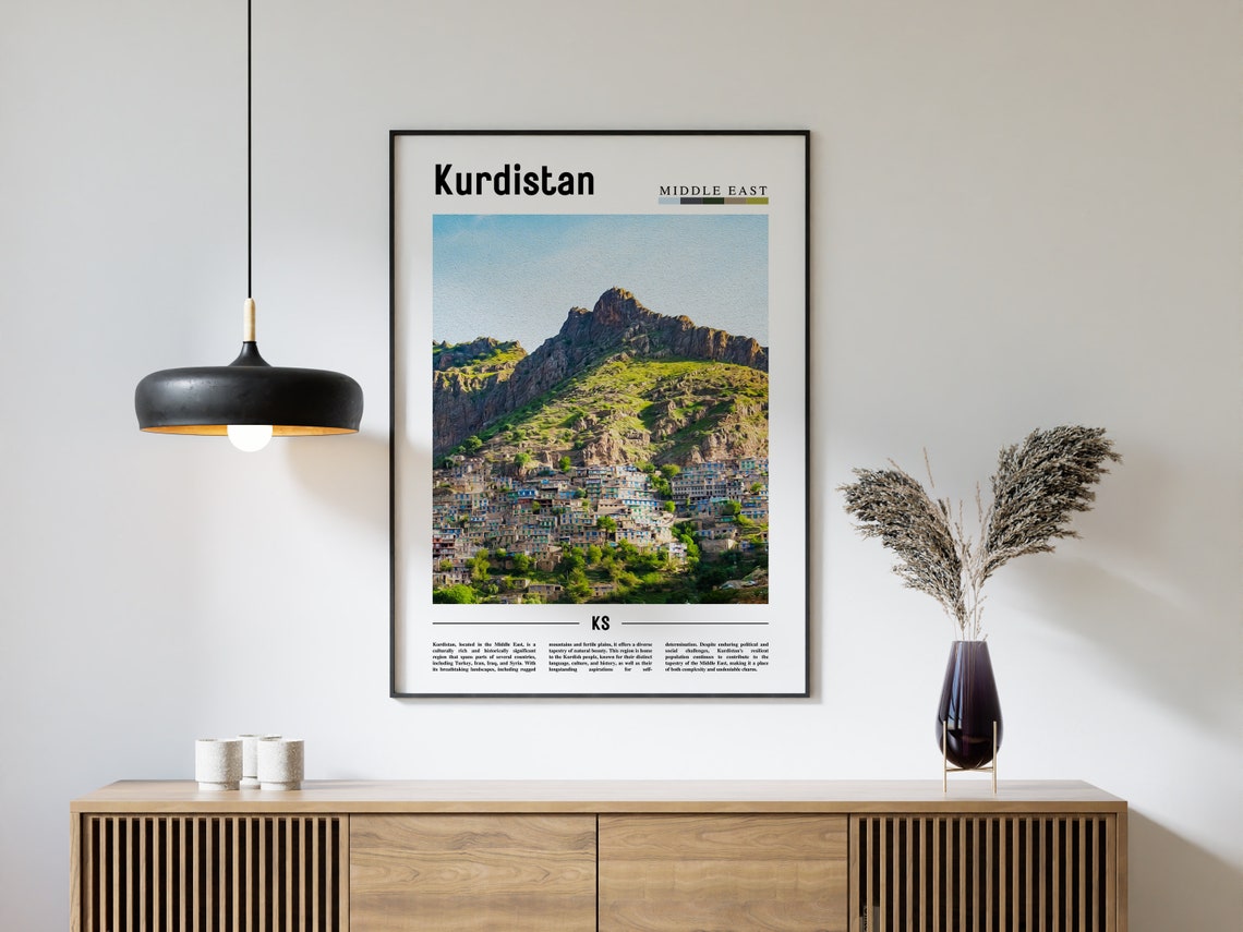 Kurdistan Poster Kurdistan Print Kurdistan Wall Art Minimal Travel Print Travel Destination Oil Painting Poster - Image 4
