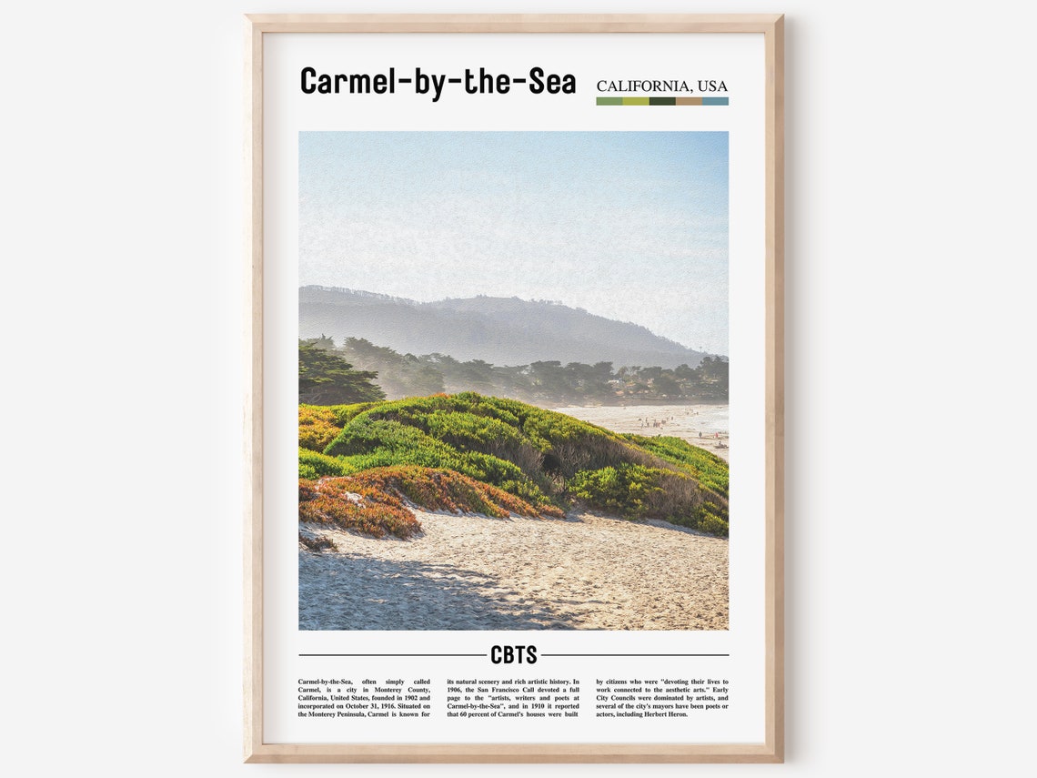 Carmel By The Sea Print Carmel By The Sea Poster Carmel By The Sea Wall Art Oil Painting Poster Colorful City Print Travel City Artwork